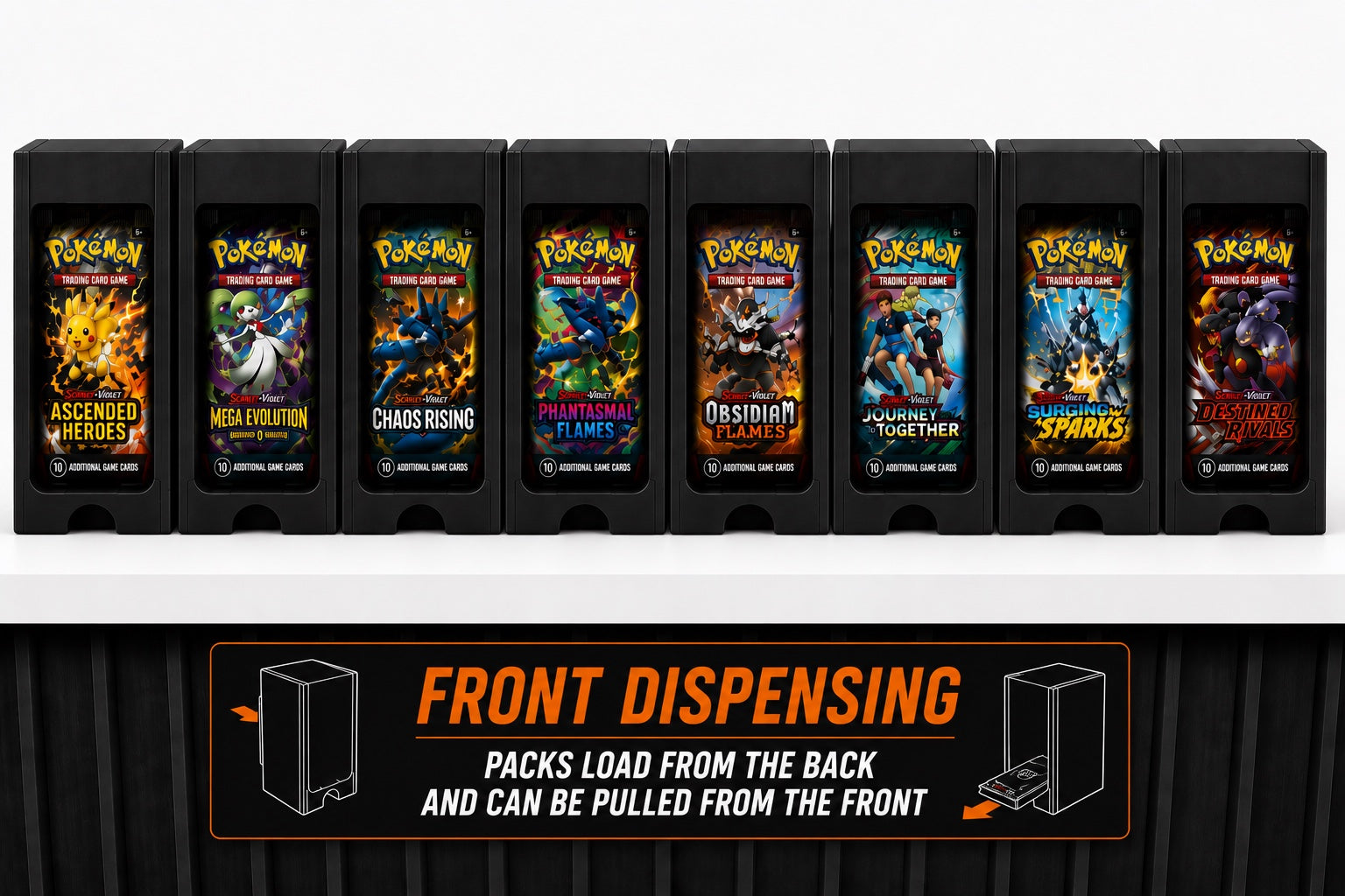 NathanPrints front-dispensing booster pack holders loading from the rear