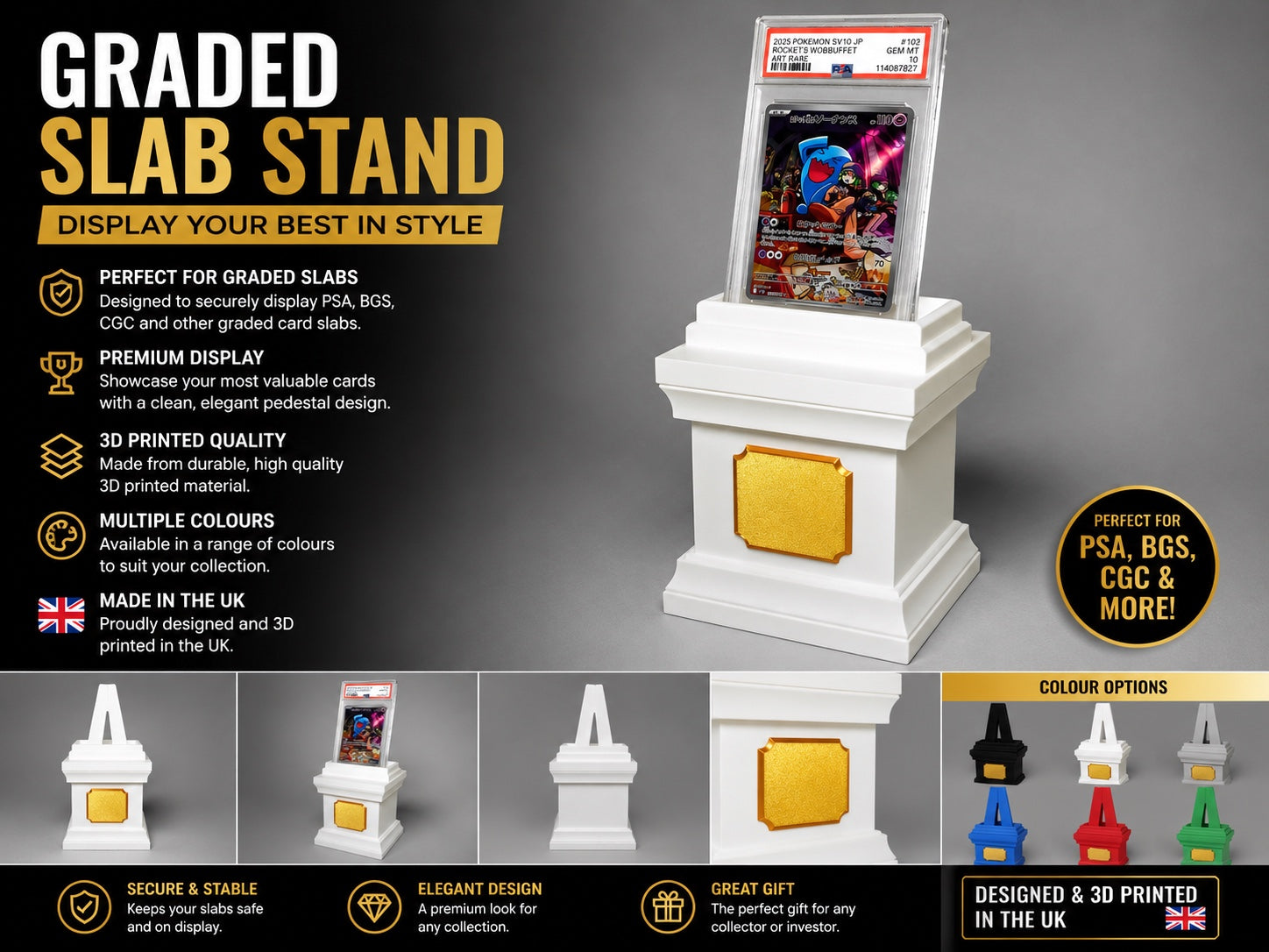 NathanPrints pedestal display stand for PSA, BGS, CGC and other graded card slabs