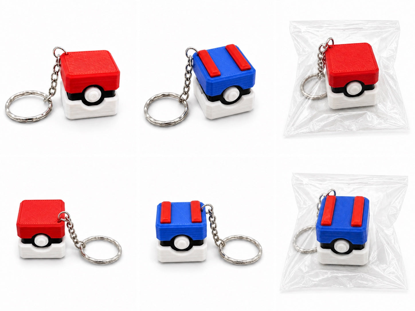 NathanPrints Poké Ball-style clicker fidget keyrings