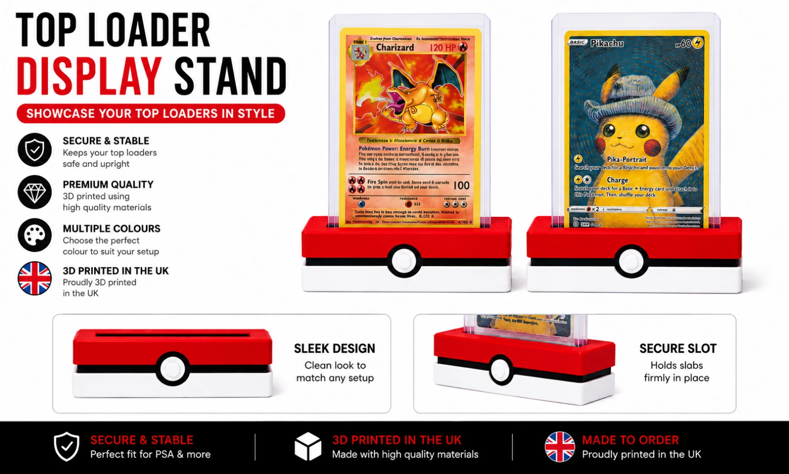 NathanPrints Pokémon-style Toploader trading card display stand